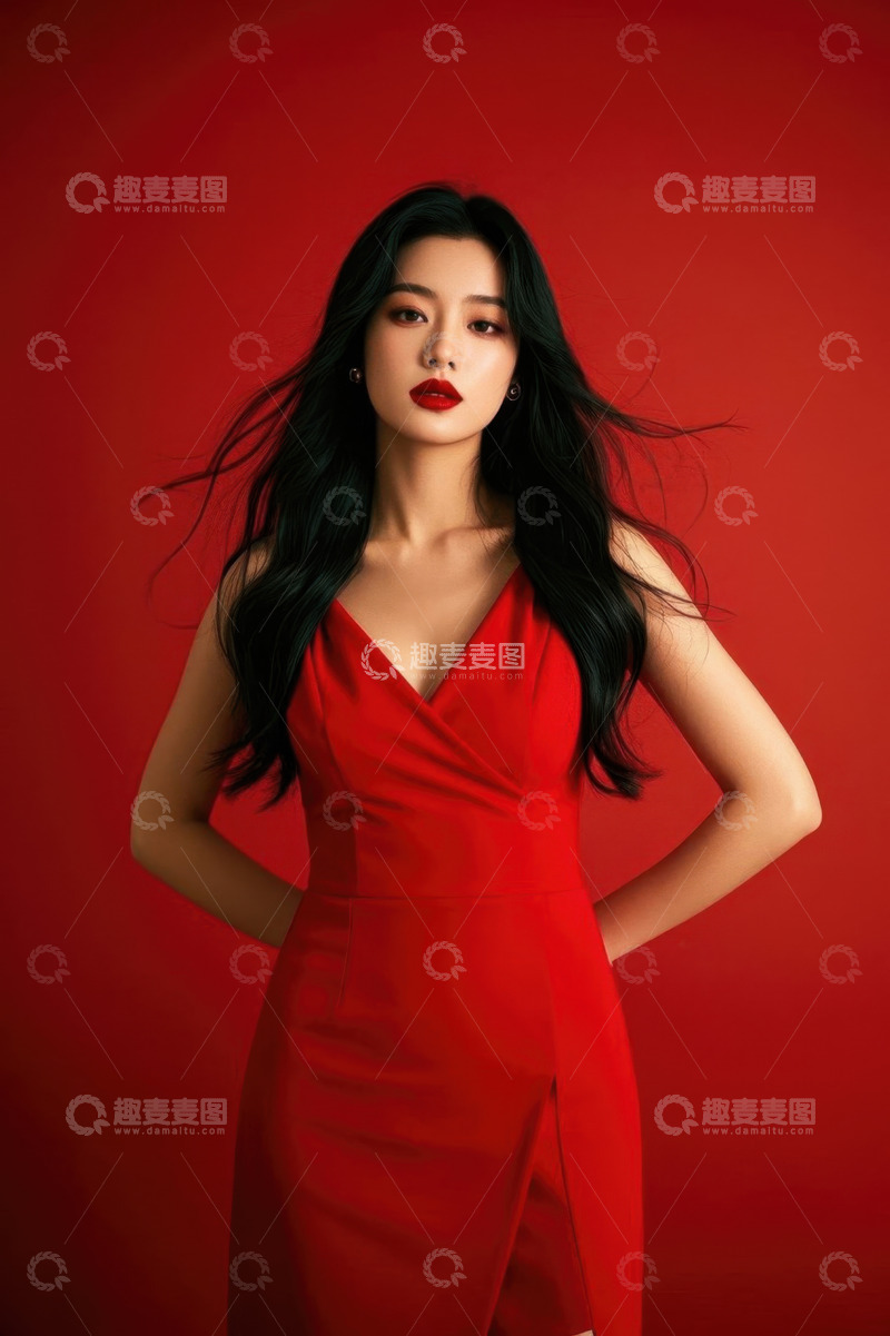 高清大图下载【趣麦麦图】红裙美女写真红衣佳人