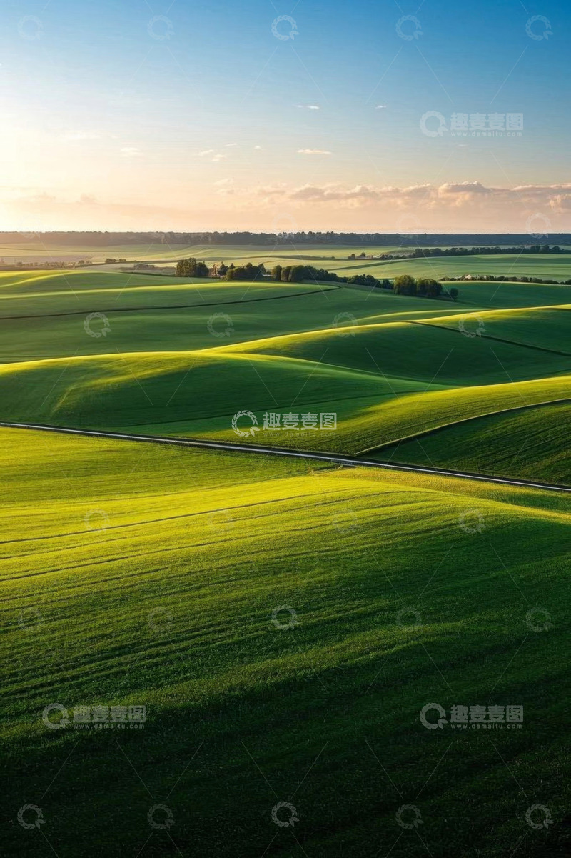 高清大图下载【趣麦麦图】航拍绿色田野自然风光