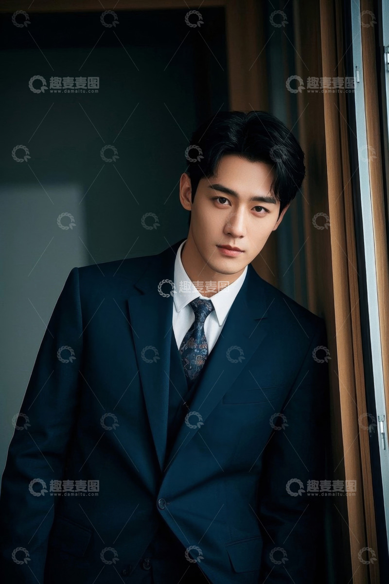 高清大图下载【趣麦麦图】西装革履的年轻男子侧身照