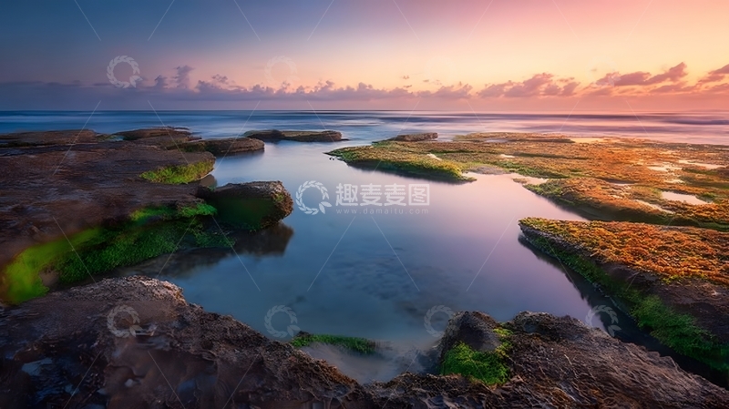 高清大图下载【趣麦麦图】海岸日出岩石水景风光