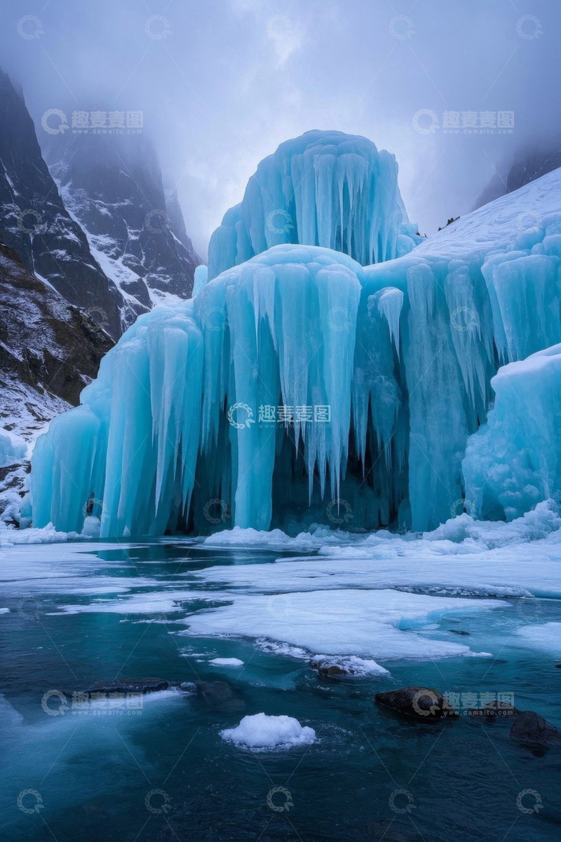 高清大图下载【趣麦麦图】山间冰川冰柱自然景观