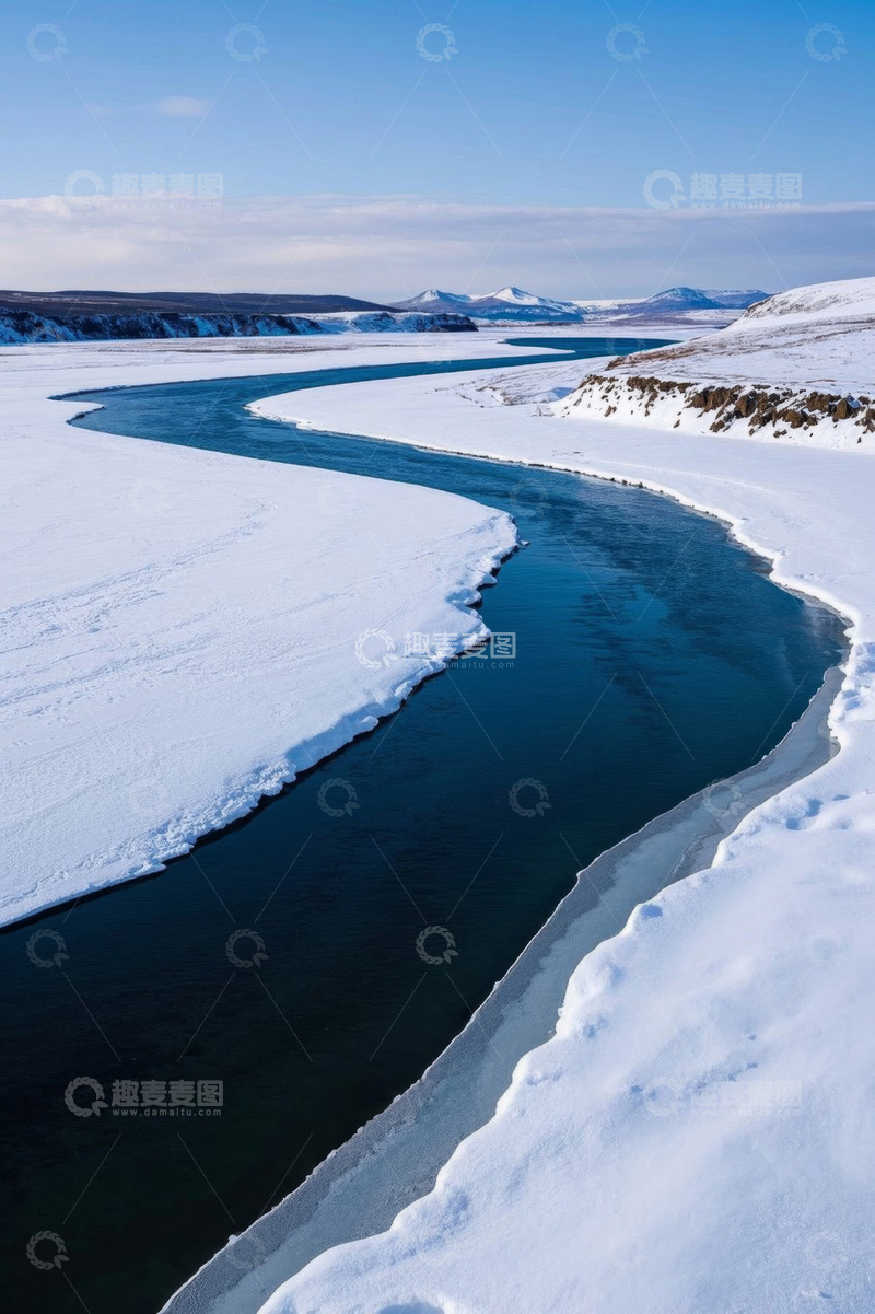 高清大图下载【趣麦麦图】冬季河流自然风光全景