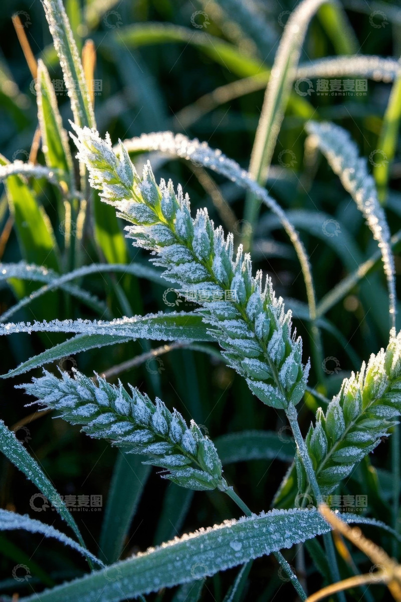 高清大图下载【趣麦麦图】覆霜小麦特写