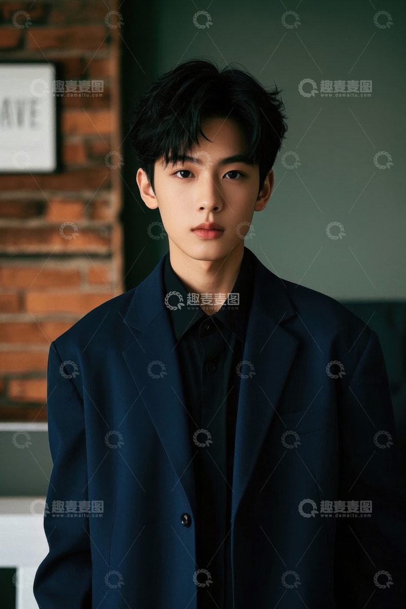 高清大图下载【趣麦麦图】少年西装革履眼神坚定