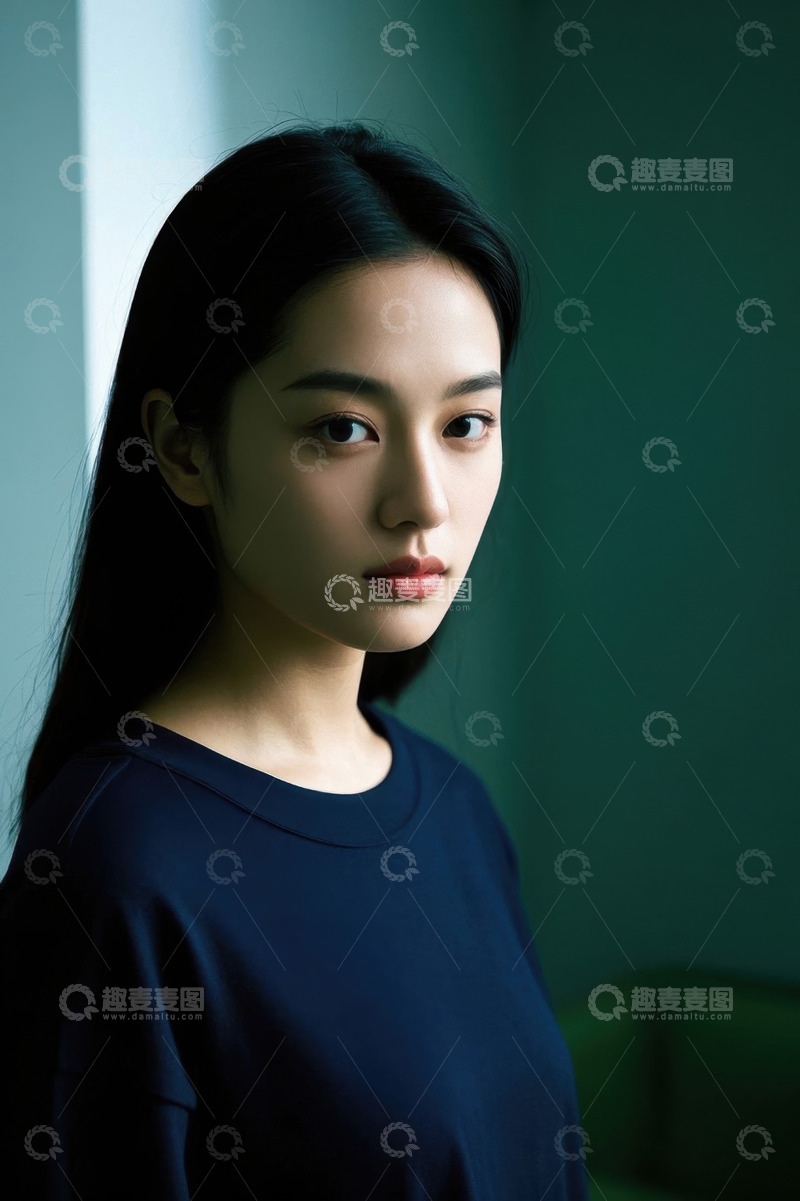 高清大图下载【趣麦麦图】侧颜女孩深邃眼神气质写真