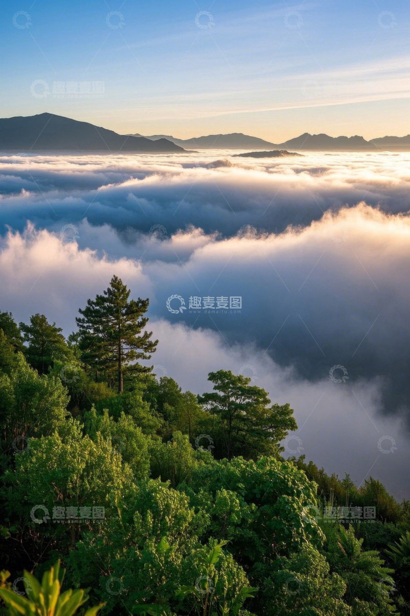 高清大图下载【趣麦麦图】山林云海日出自然景观