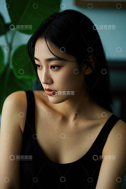 侧颜清秀女子写真照片