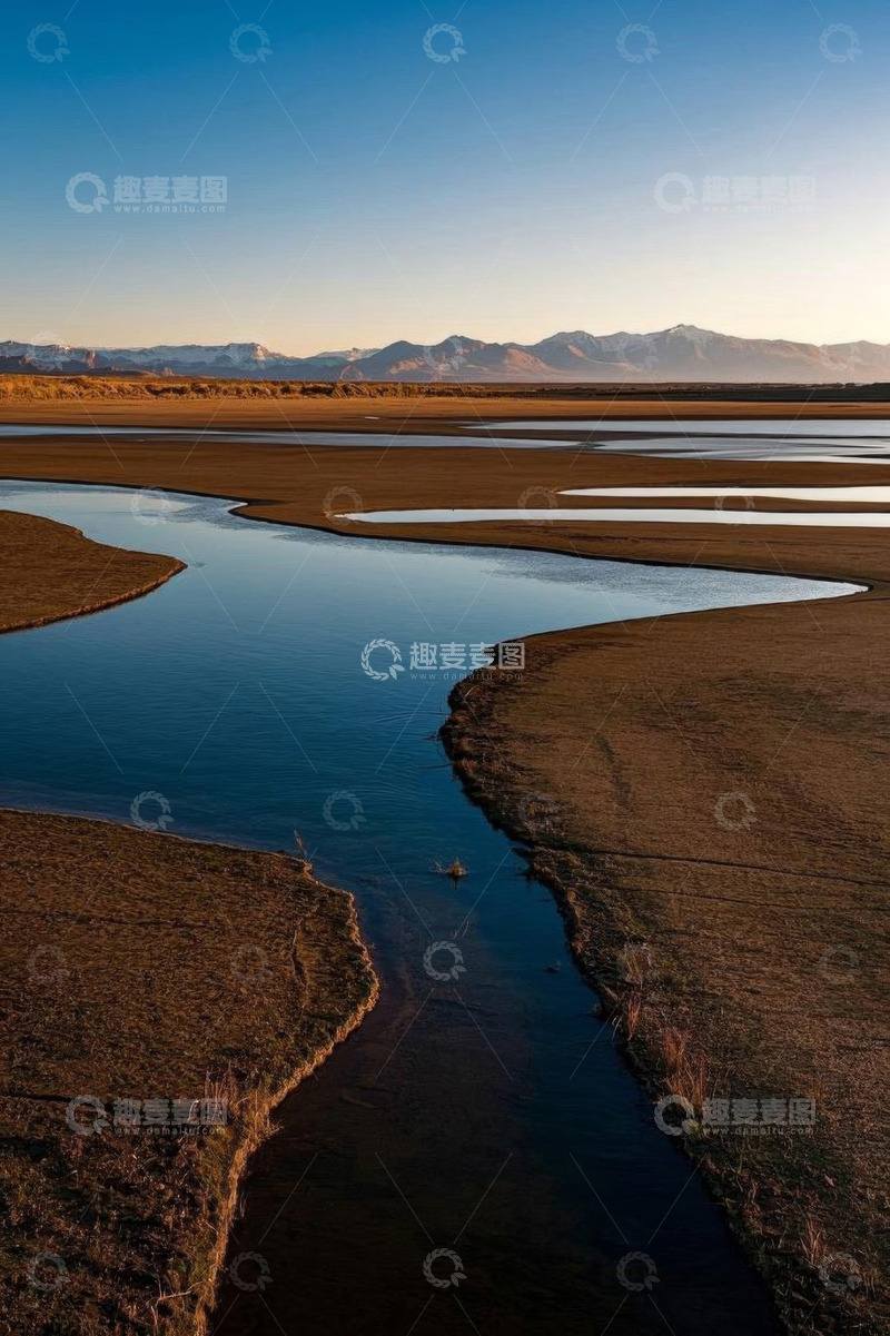 高清大图下载【趣麦麦图】旷野河流与远山自然风光