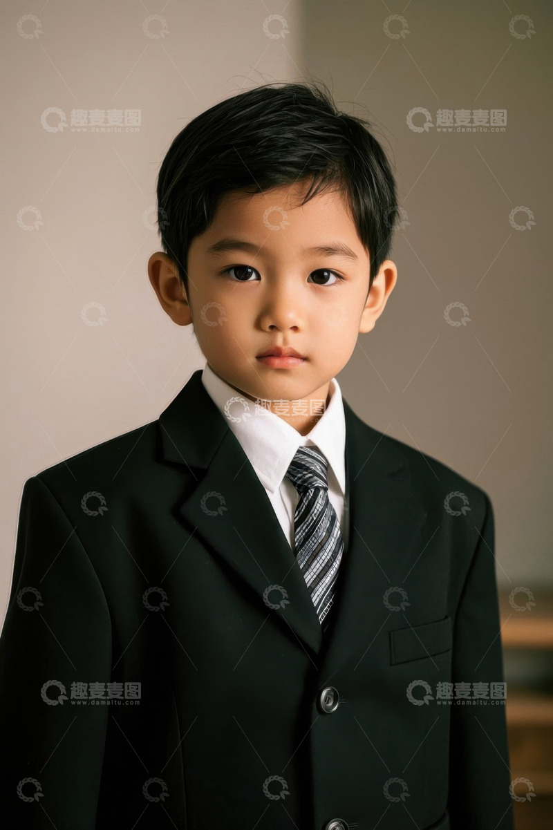 高清大图下载【趣麦麦图】穿着西装的小男孩肖像照