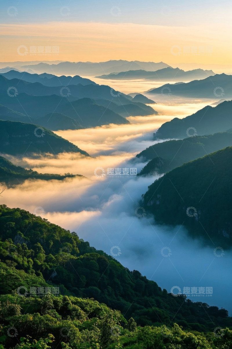 高清大图下载【趣麦麦图】山间云海日出自然风光