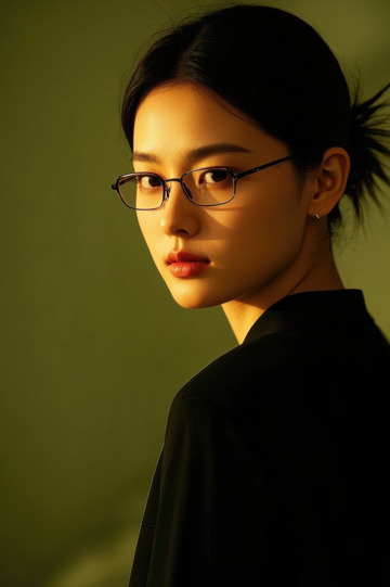 侧颜美女戴眼镜文艺写真