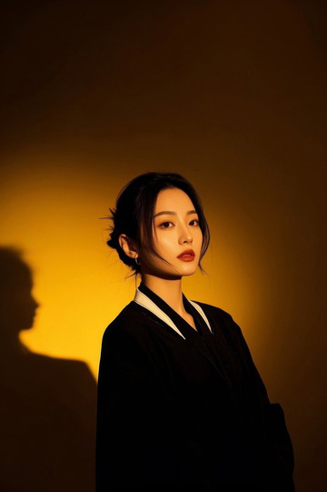 黄昏光影下的时尚女子