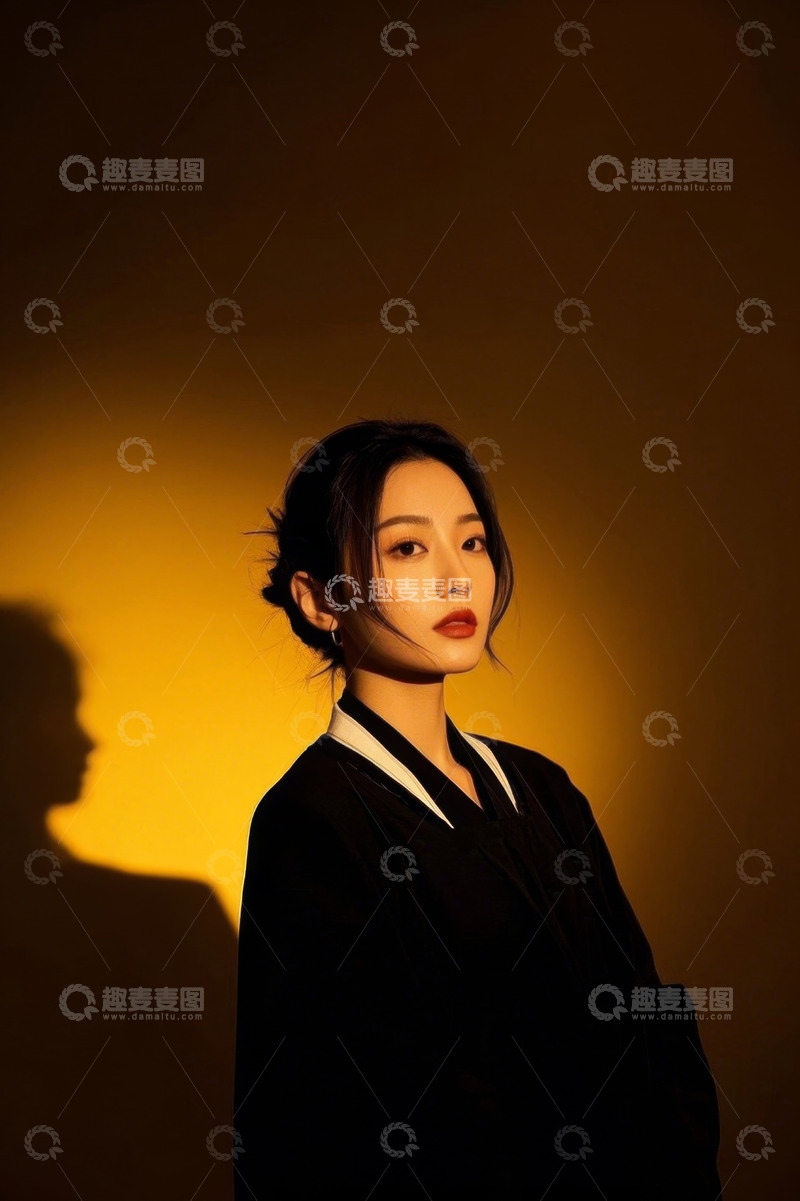 高清大图下载【趣麦麦图】黄昏光影下的时尚女子