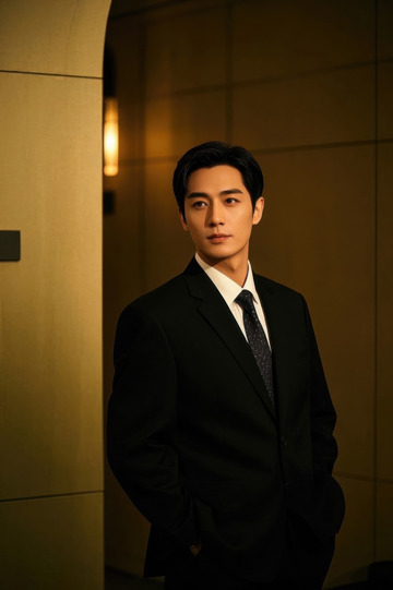 西装革履男士侧身照气场十足