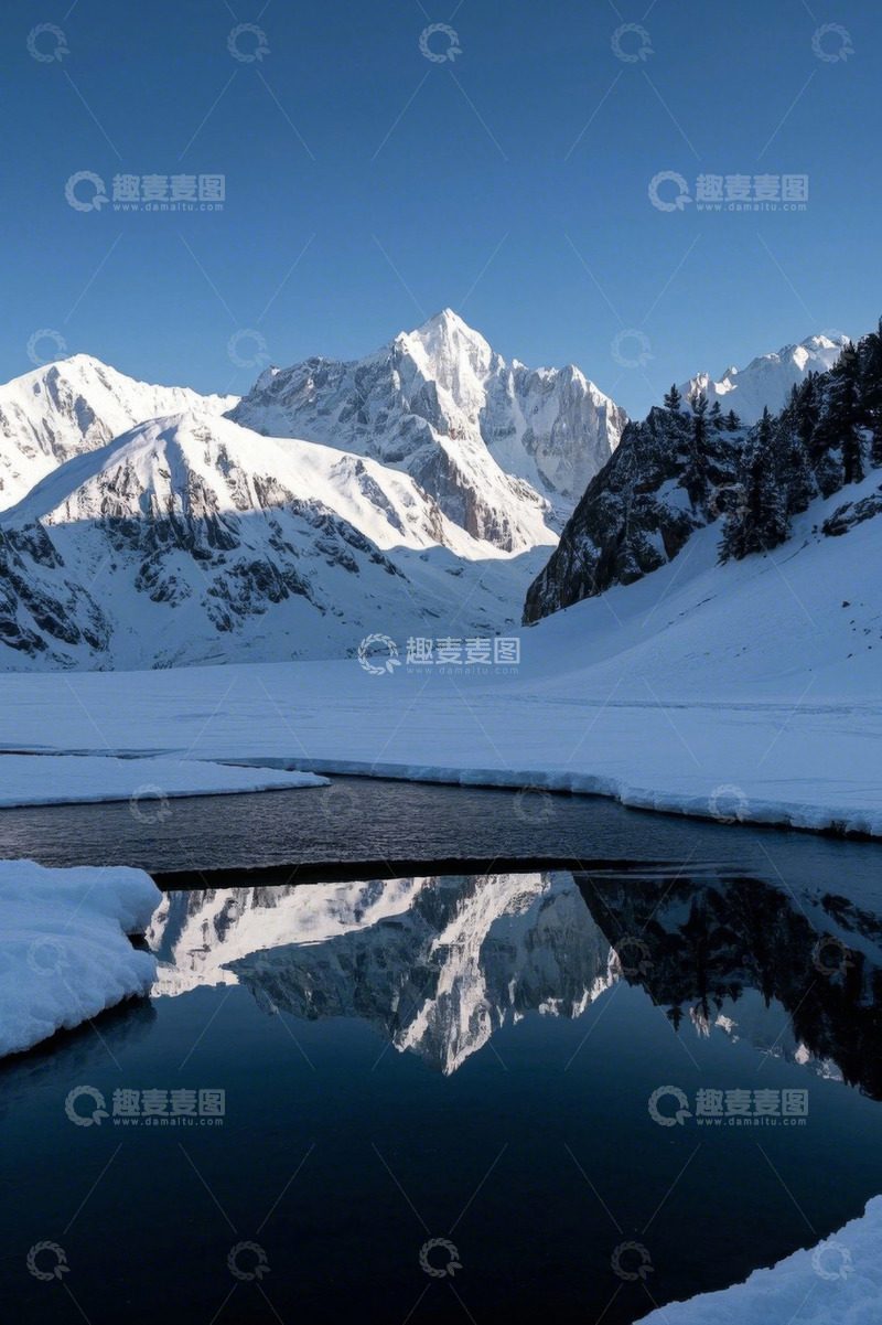 高清大图下载【趣麦麦图】雪山湖泊自然风光