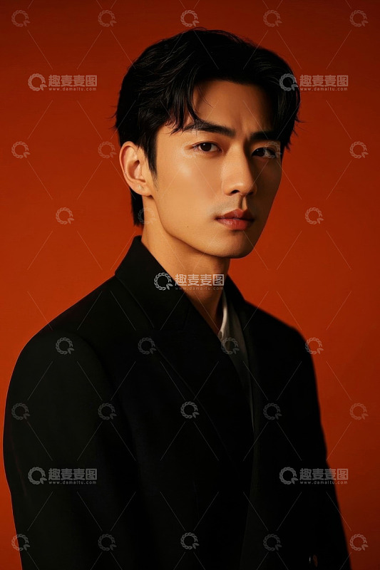 时尚型男写真深色背景肖像照