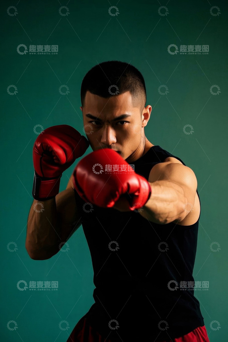 高清大图下载【趣麦麦图】拳击手英姿飒爽准备出拳