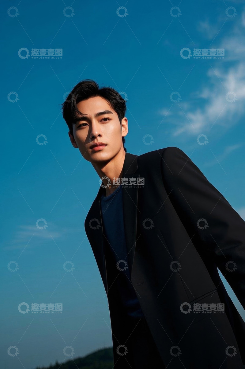高清大图下载【趣麦麦图】阳光下英俊男子西装写真