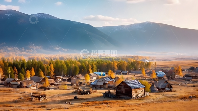 高清大图下载【趣麦麦图】山村秋色木屋风光摄影