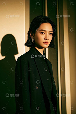 时尚女性肖像照片光影质感