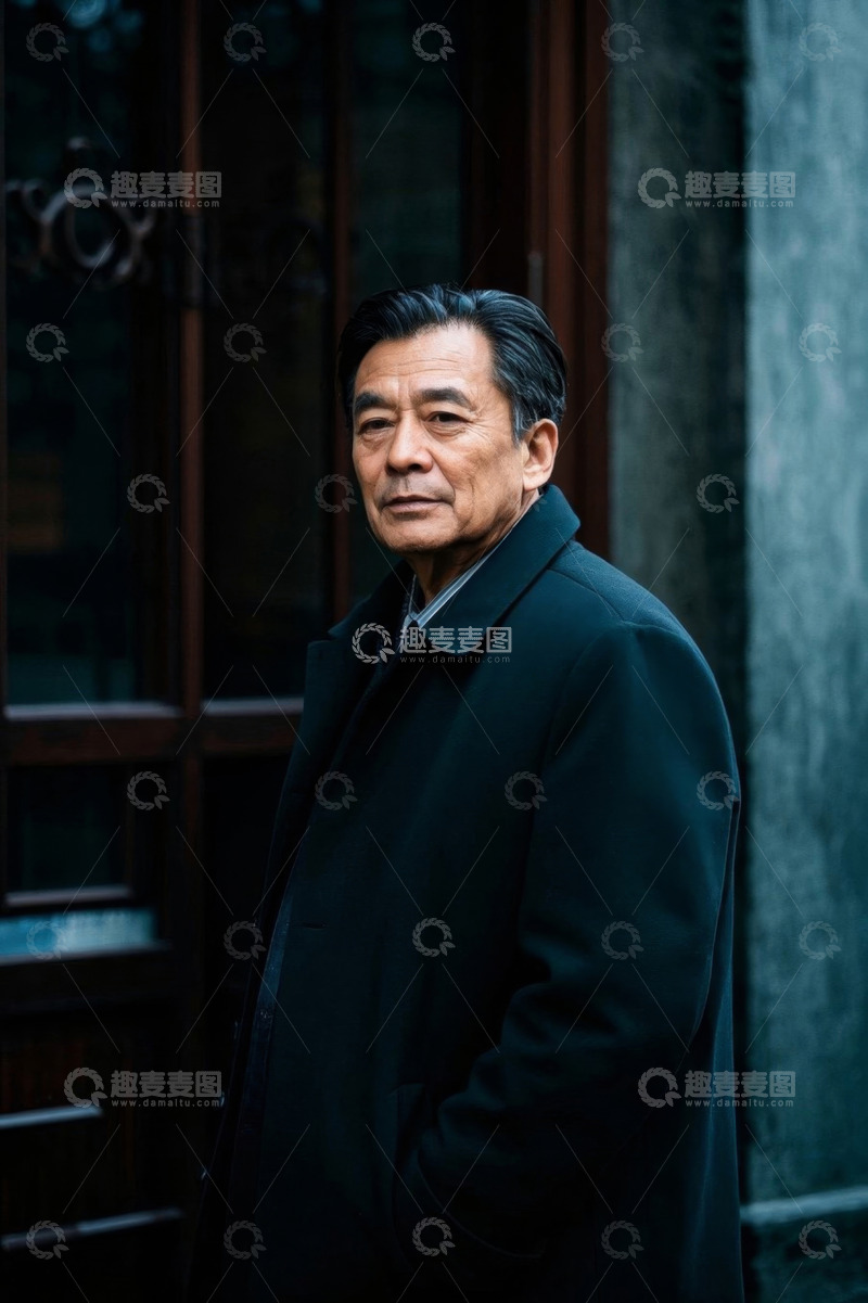 高清大图下载【趣麦麦图】深色系背景下中年男子肖像