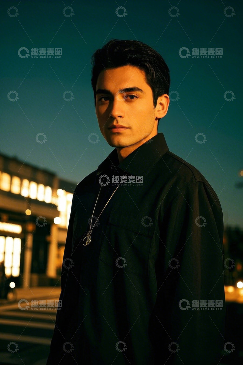 高清大图下载【趣麦麦图】夜晚都市背景下时尚型男