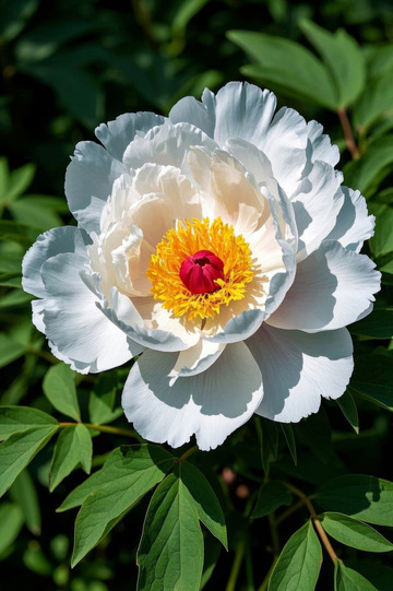 盛开的白色牡丹花特写