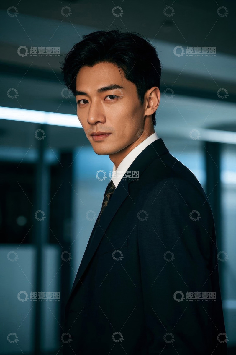 高清大图下载【趣麦麦图】西装革履的年轻男子侧身照