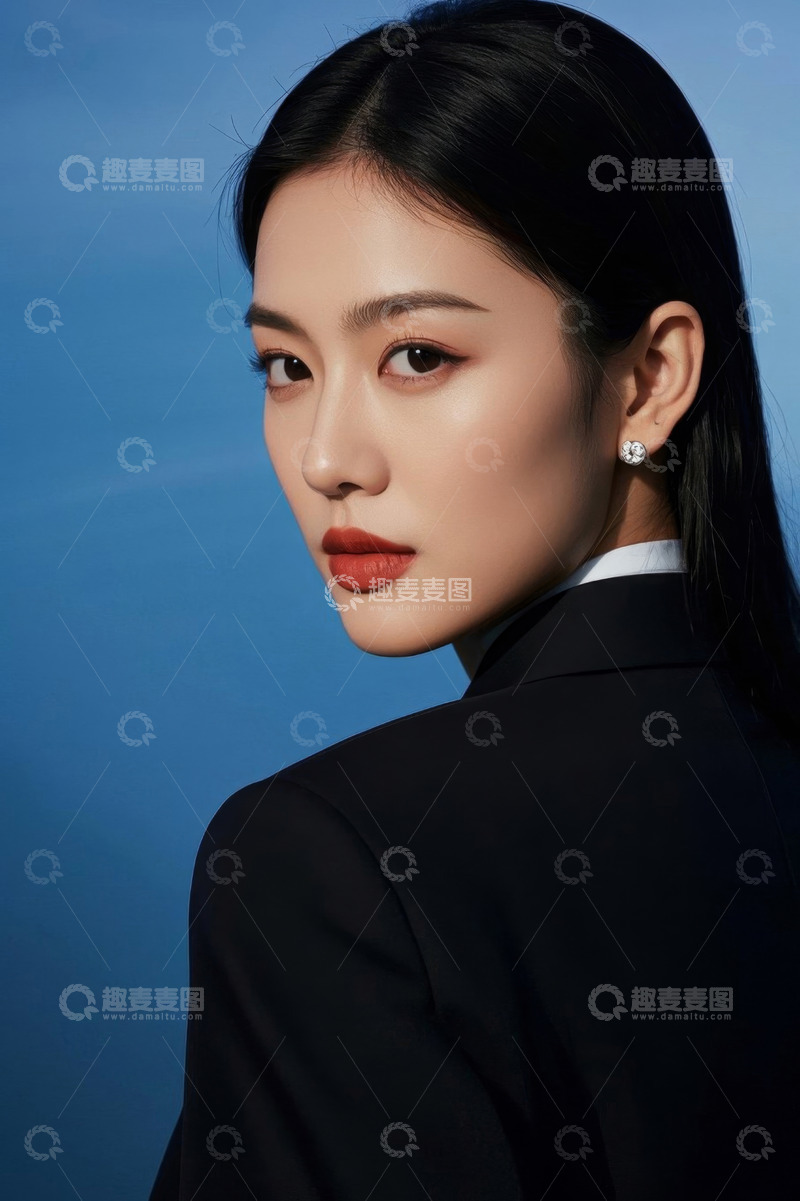 高清大图下载【趣麦麦图】时尚女郎回眸凝视深邃眼神