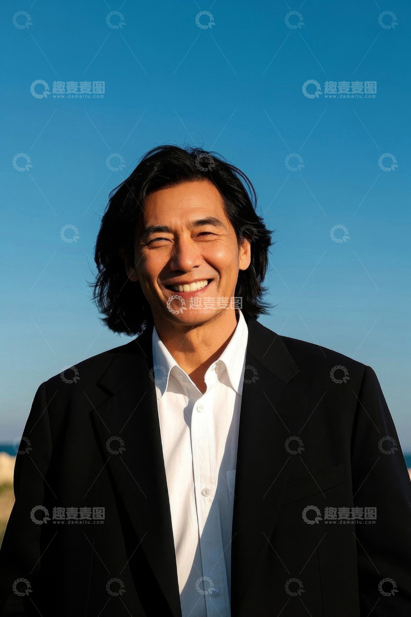 高清大图下载【趣麦麦图】笑容灿烂的中年男子户外写真