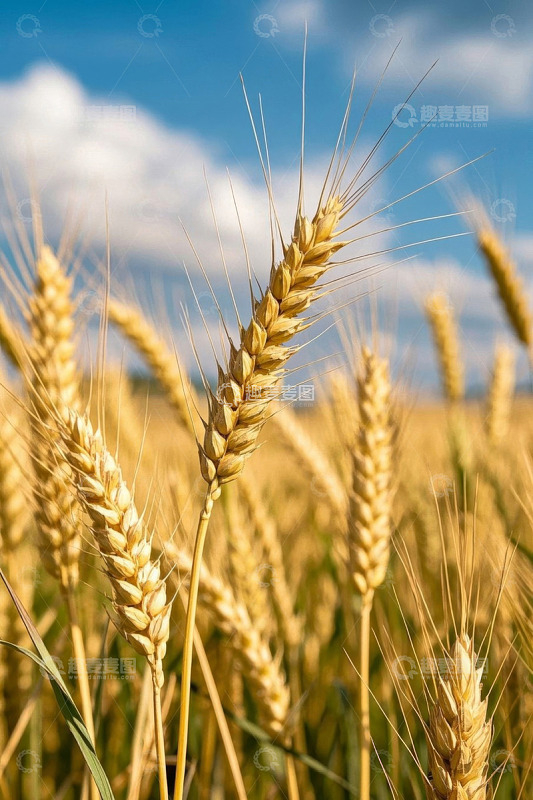 成熟麦田麦穗特写
