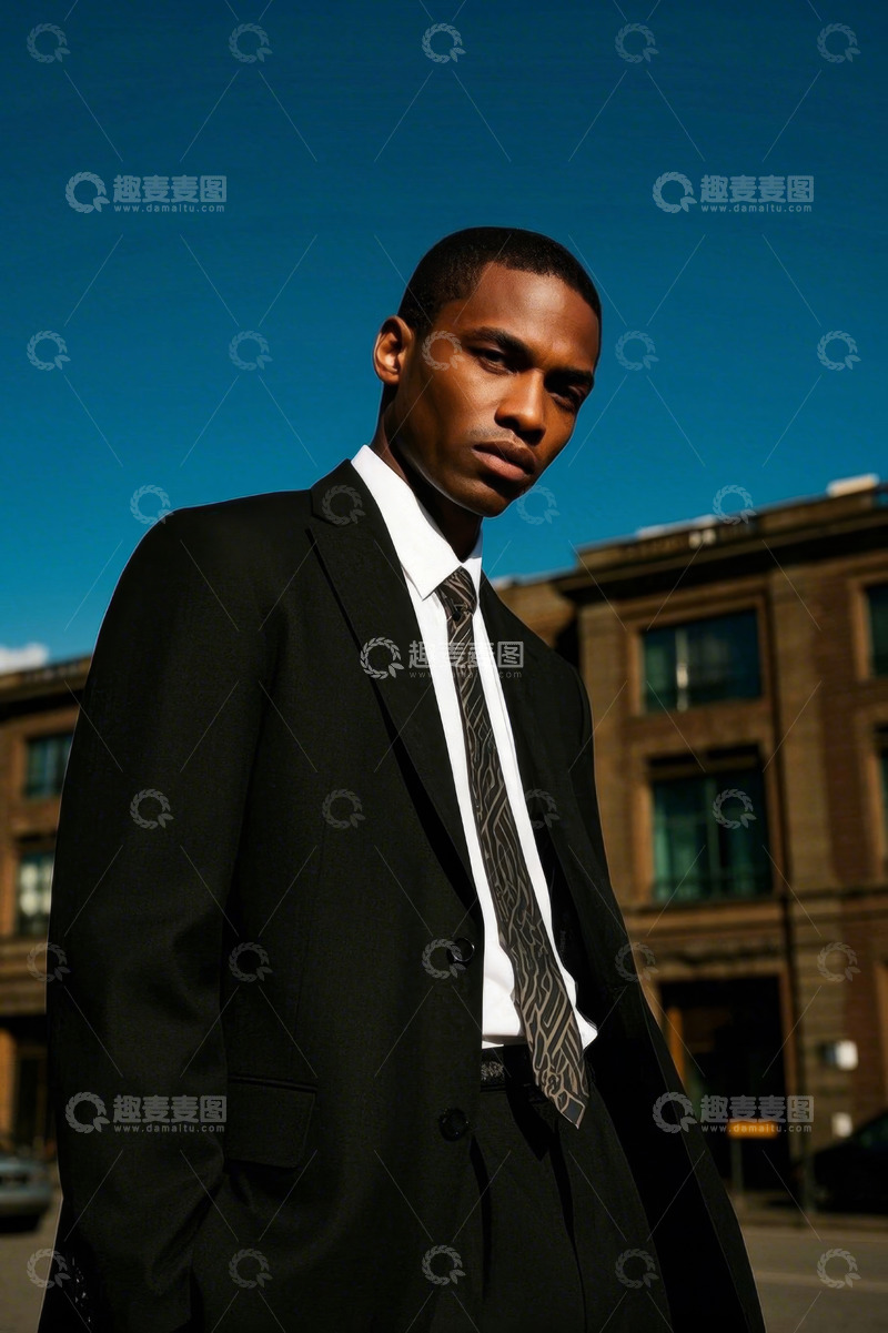 高清大图下载【趣麦麦图】西装革履男子街景肖像阳光明媚