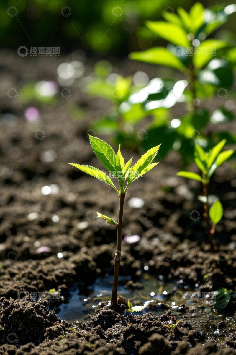 高清大图下载【趣麦麦图】土壤中生长的嫩绿植物