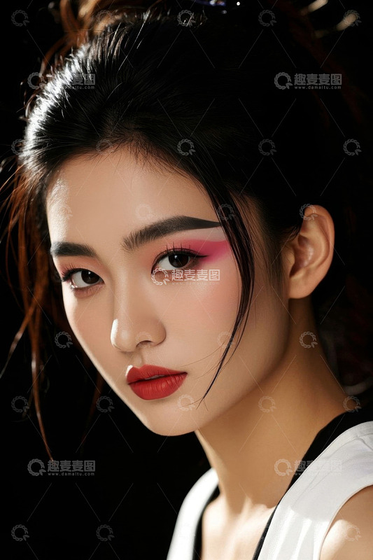 时尚妆容亚洲女性特写