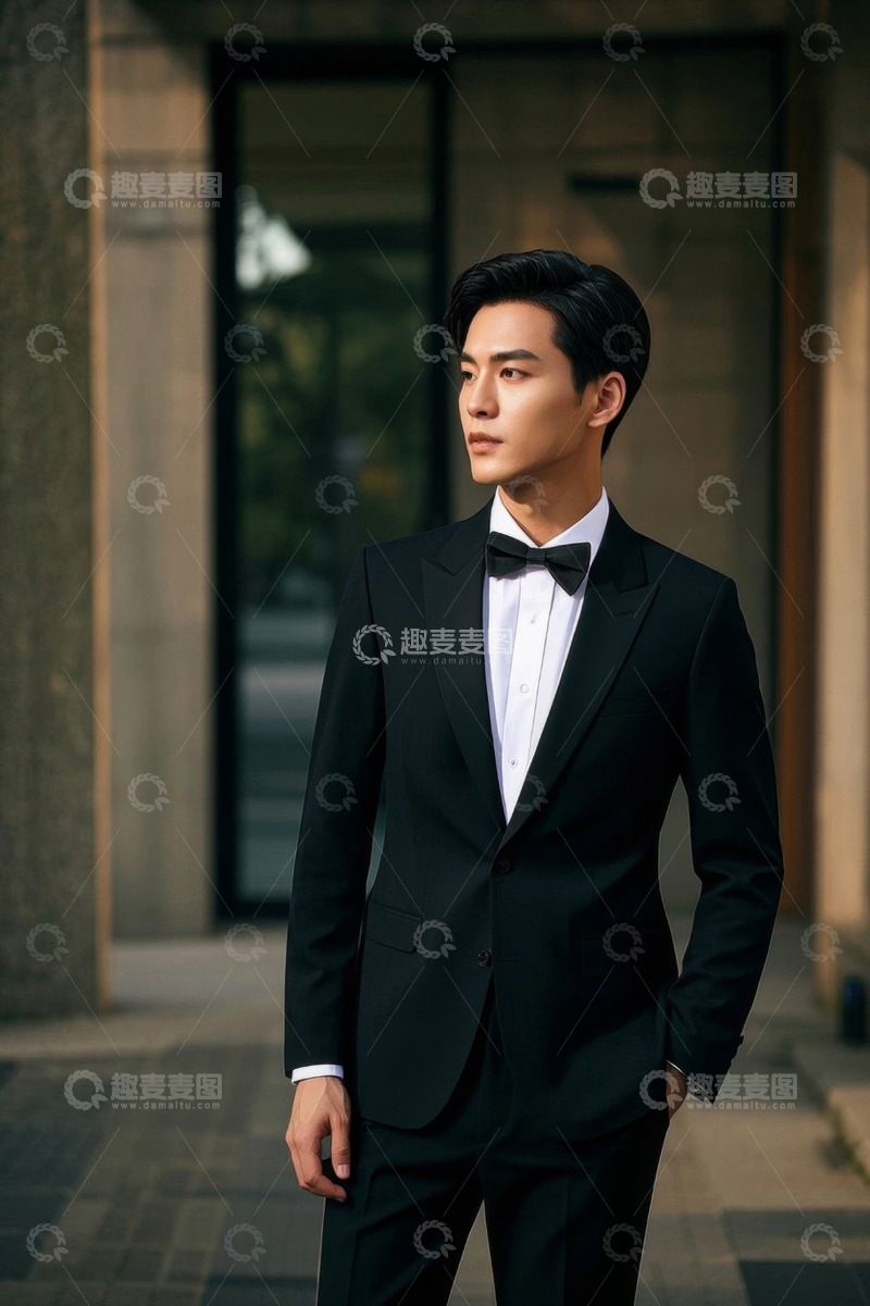 高清大图下载【趣麦麦图】时尚型男西装革履街景写真