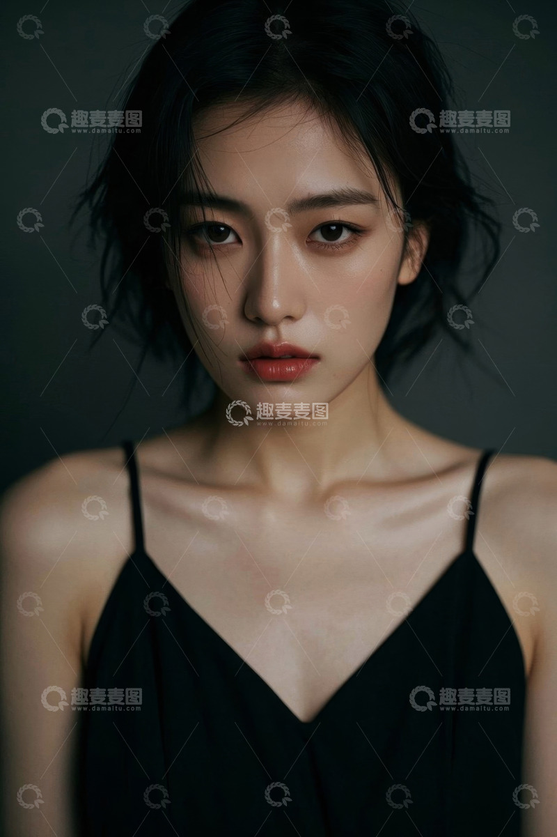 高清大图下载【趣麦麦图】黑色吊带裙美女写真