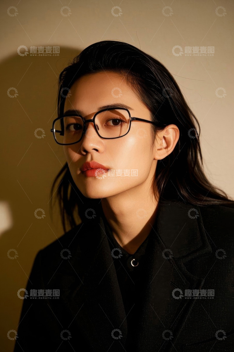 高清大图下载【趣麦麦图】时尚眼镜美女写真肖像