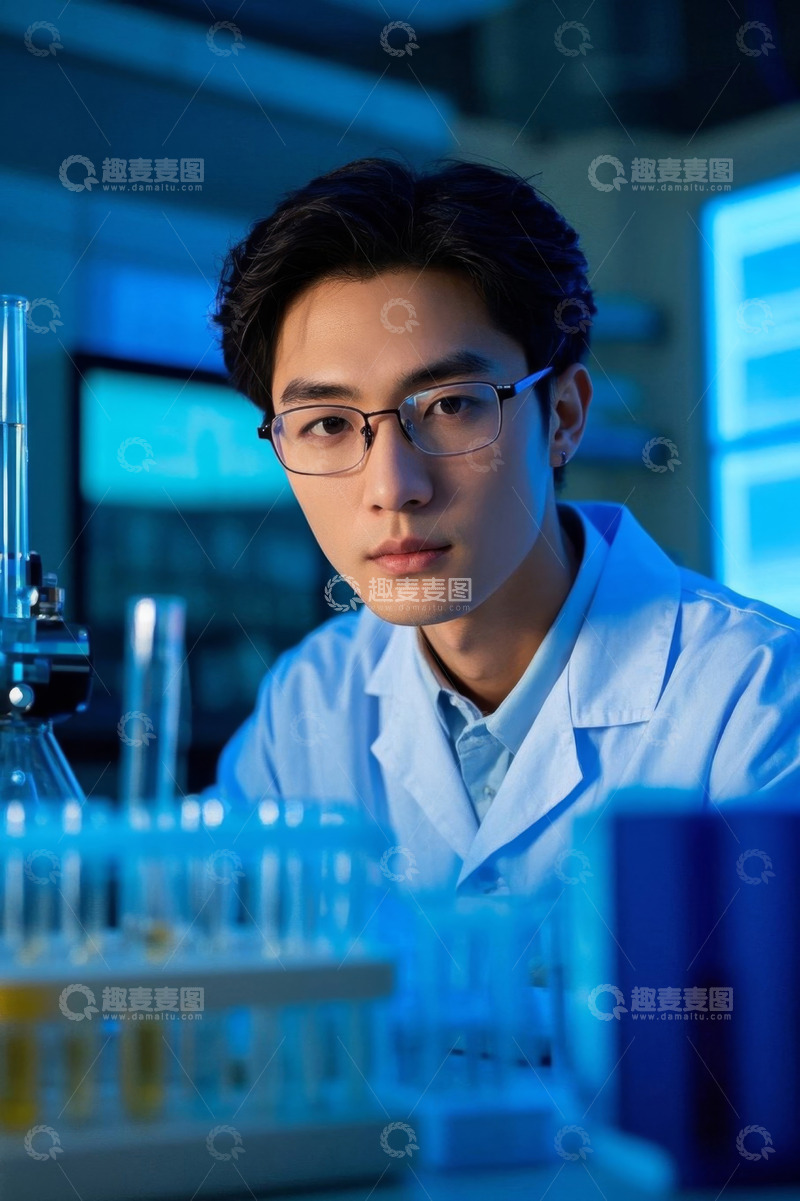 高清大图下载【趣麦麦图】年轻科学家在实验室专注工作