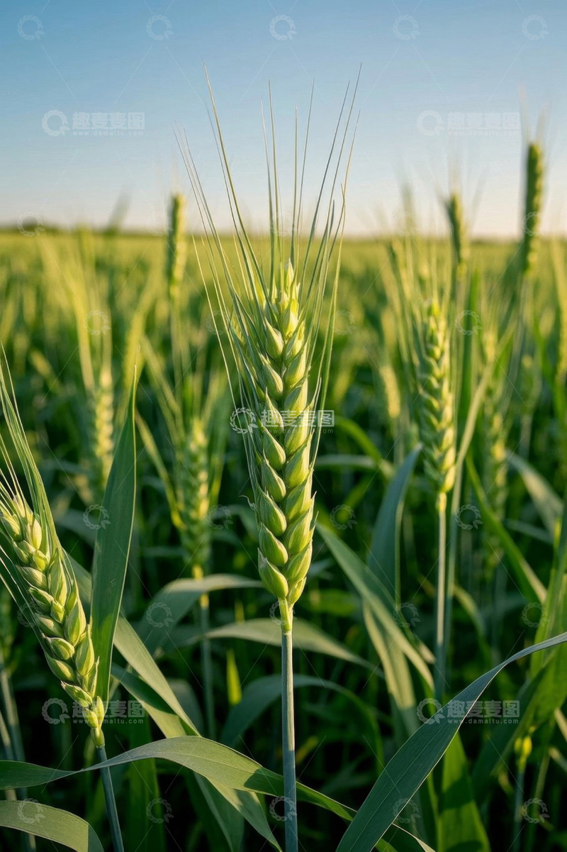 高清大图下载【趣麦麦图】田野中生长的绿色小麦