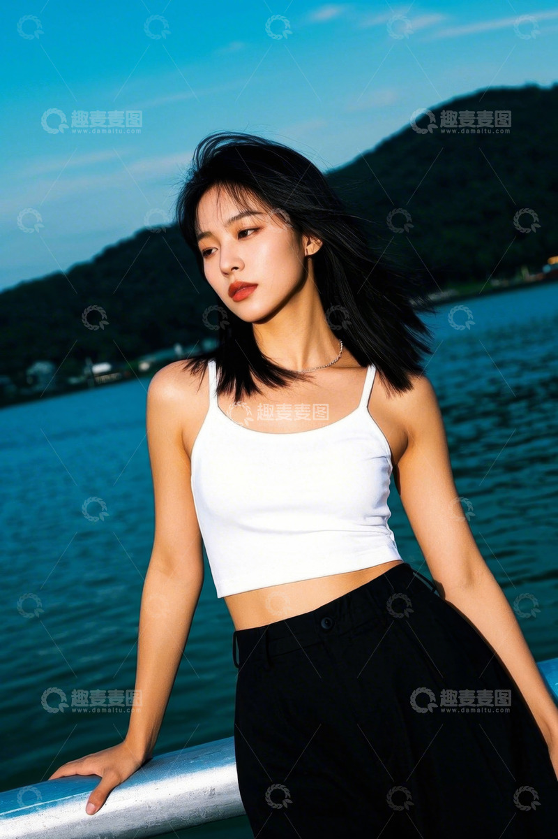 高清大图下载【趣麦麦图】湖边女孩夏日写真时尚性感