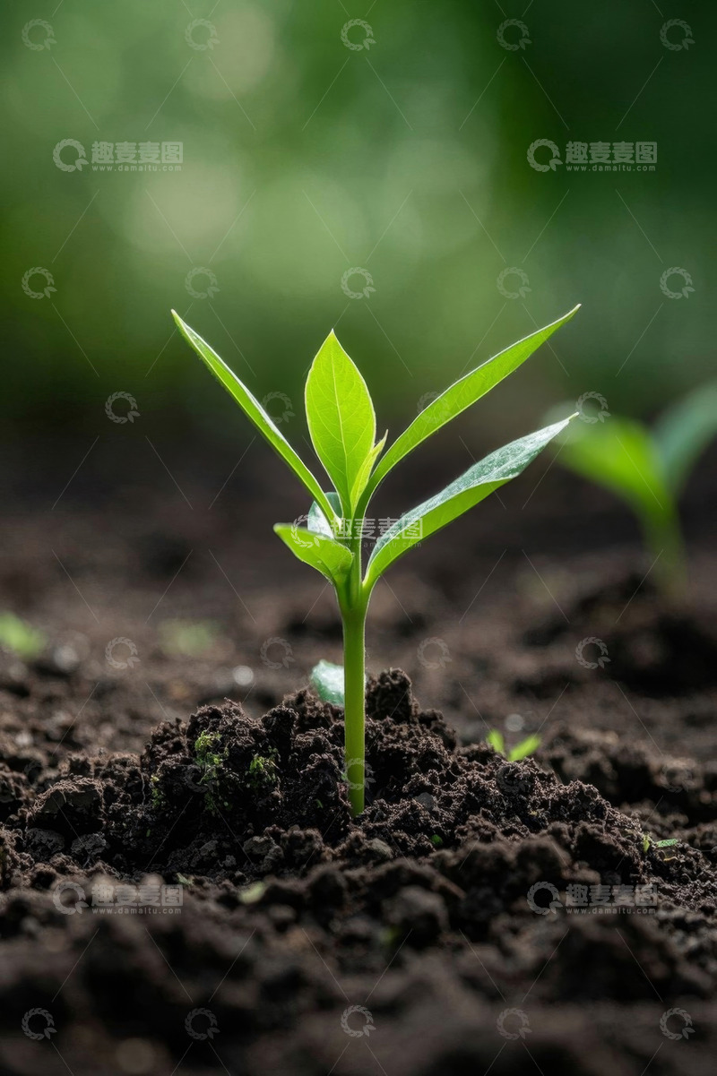 高清大图下载【趣麦麦图】破土而出的嫩绿植物幼苗