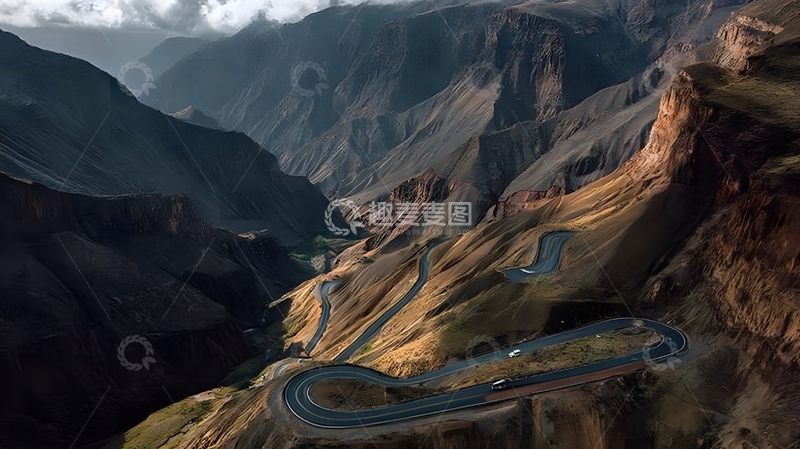 高清大图下载【趣麦麦图】峡谷蜿蜒公路风光