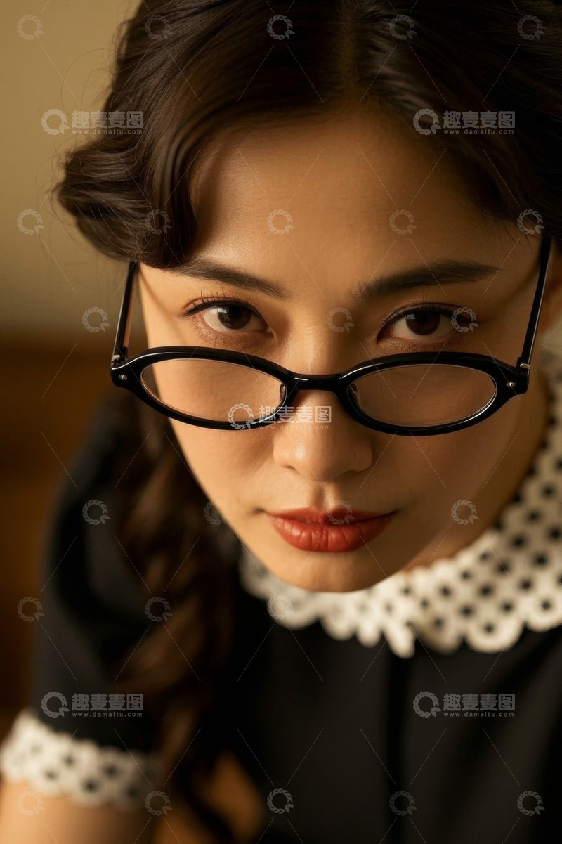 高清大图下载【趣麦麦图】戴眼镜的年轻女子近照