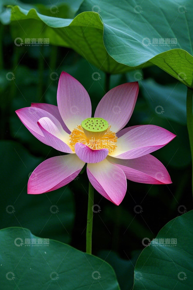 高清大图下载【趣麦麦图】盛开的粉色荷花特写