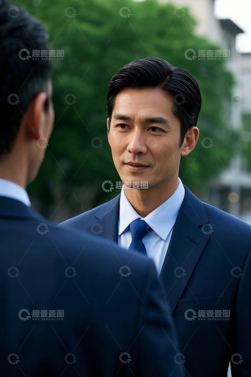 高清大图下载【趣麦麦图】商务人士户外谈话场景