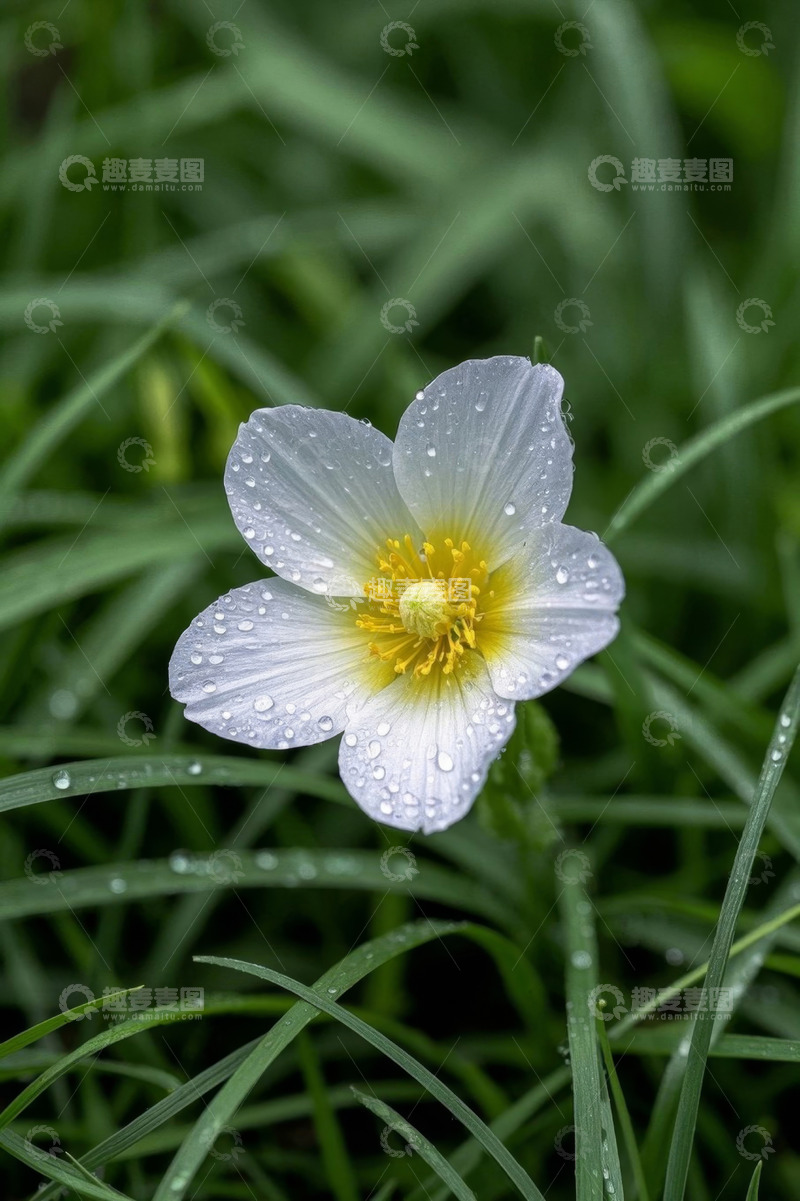 高清大图下载【趣麦麦图】带水珠的白色花朵特写