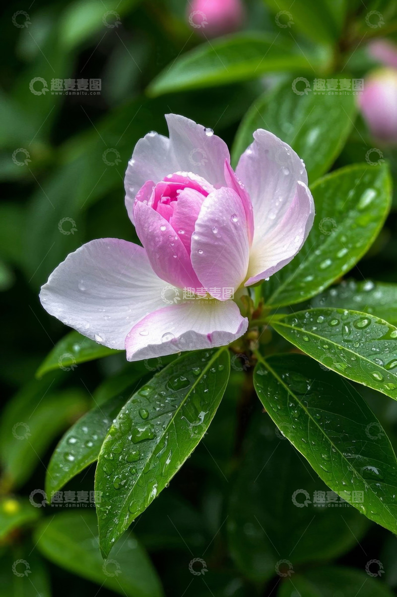 高清大图下载【趣麦麦图】带水珠的粉色花朵特写