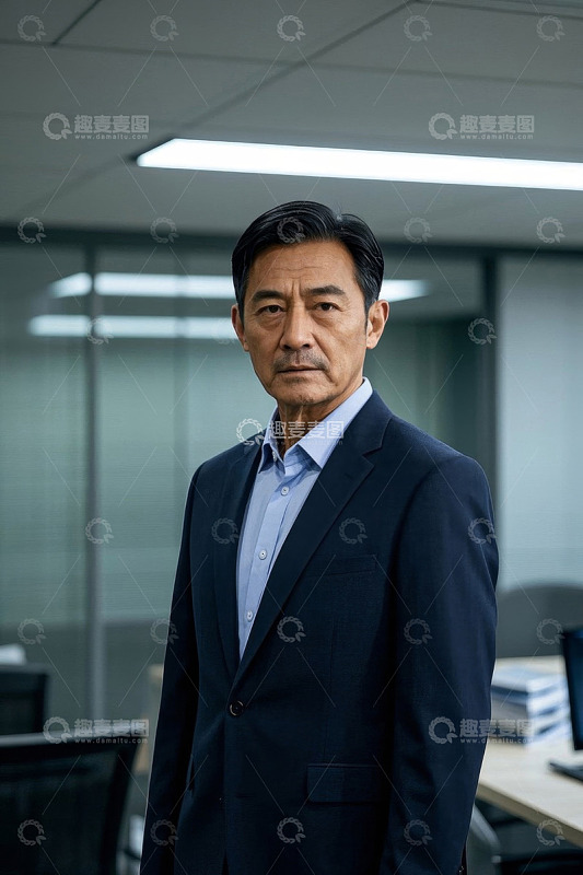 中年男子商务西装照严肃认真