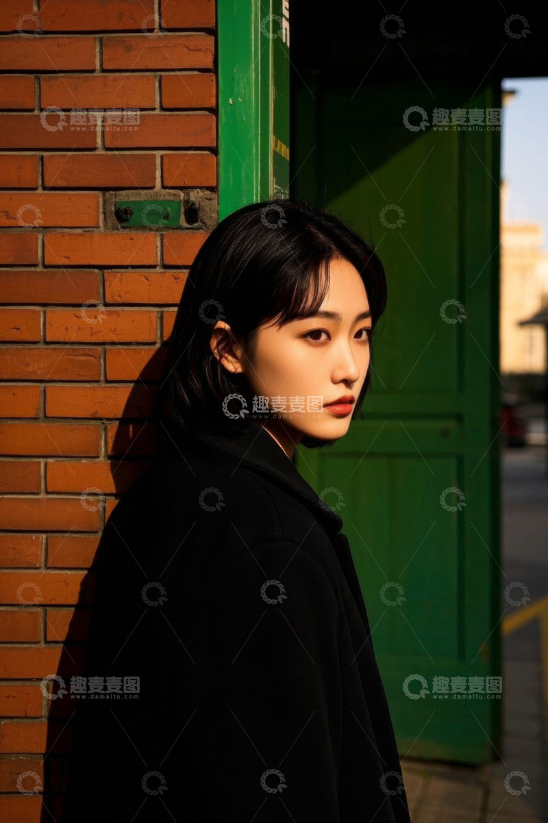 高清大图下载【趣麦麦图】阳光下女孩侧影剪影肖像