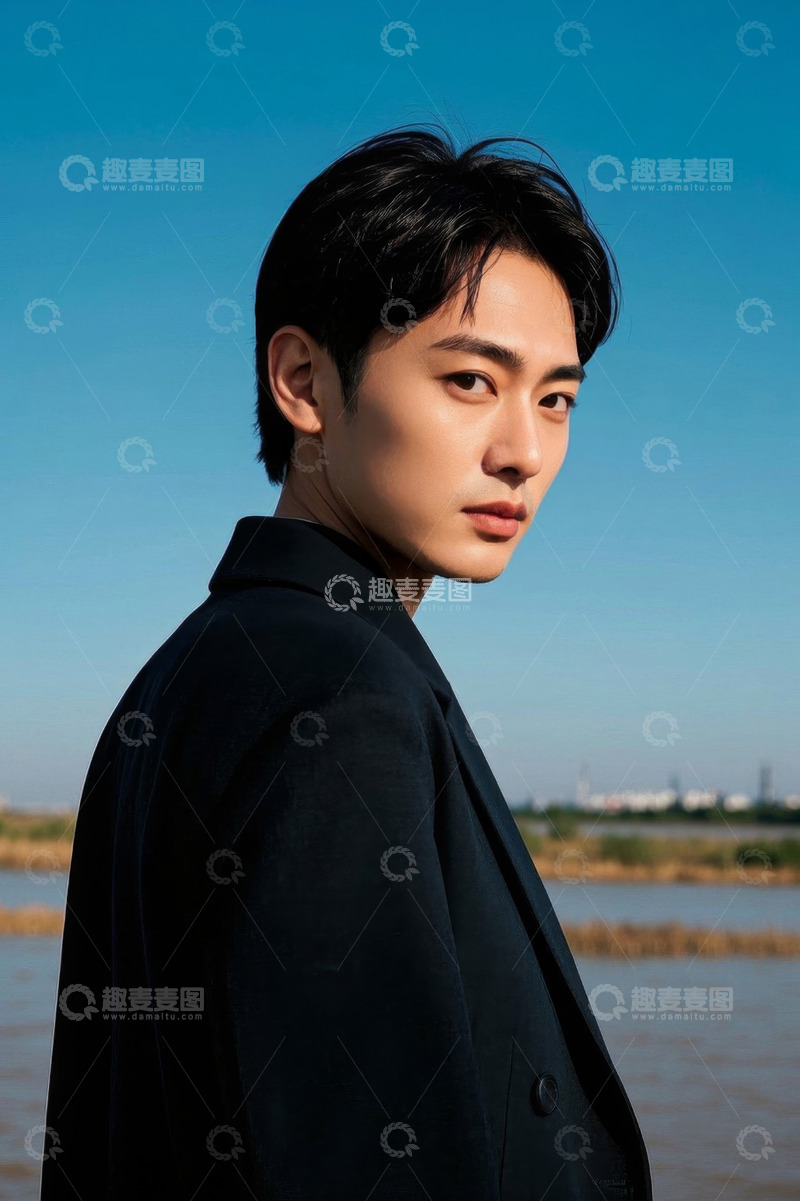 高清大图下载【趣麦麦图】阳光下侧颜的年轻男子